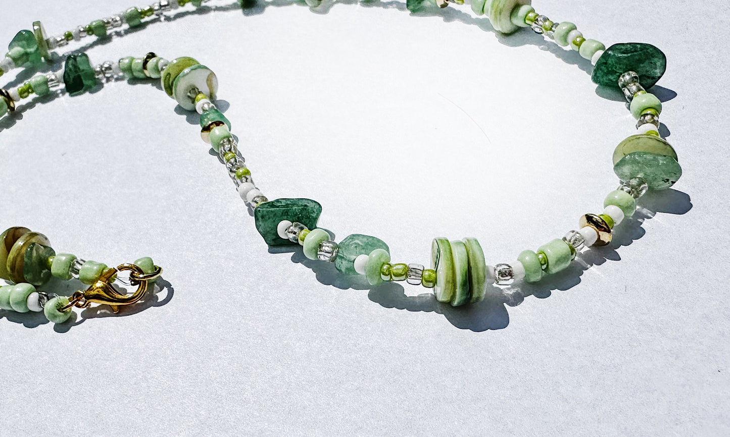 Homemade Green Stone Necklace